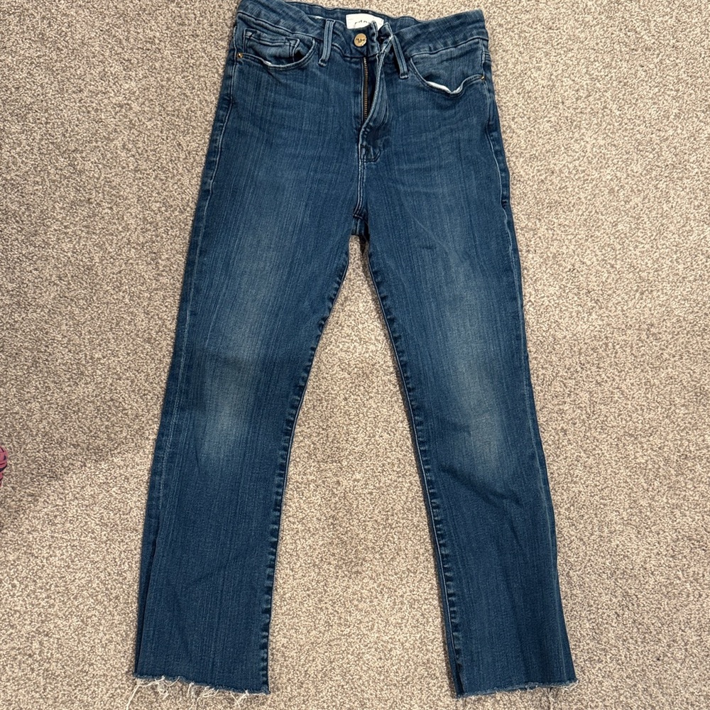 Frame Denim Deep Indigo Cropped Jeans